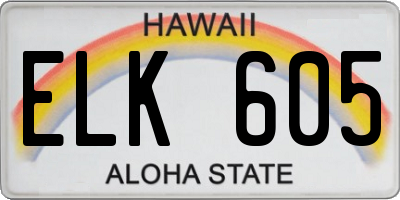 HI license plate ELK605