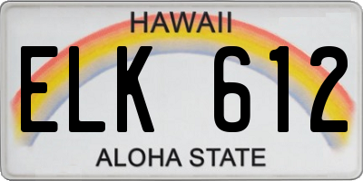 HI license plate ELK612