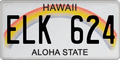 HI license plate ELK624