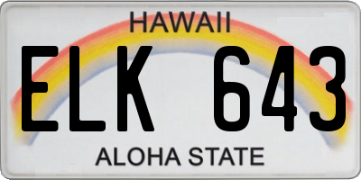 HI license plate ELK643
