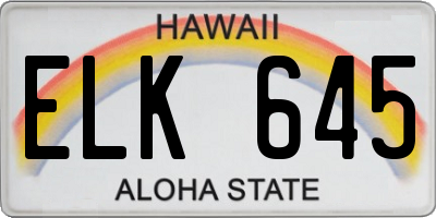HI license plate ELK645