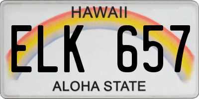 HI license plate ELK657