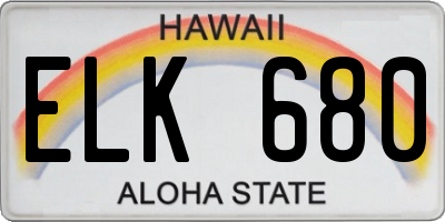 HI license plate ELK680