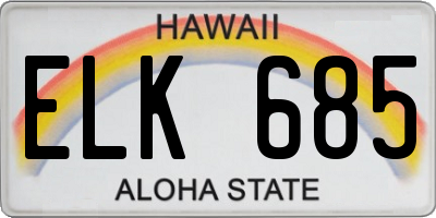 HI license plate ELK685
