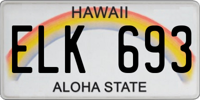 HI license plate ELK693
