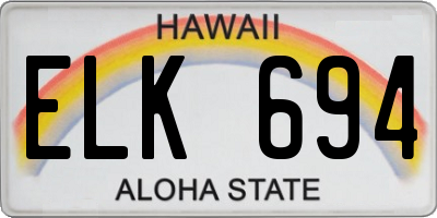HI license plate ELK694
