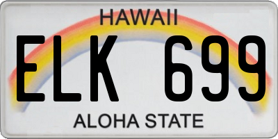 HI license plate ELK699