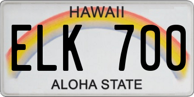 HI license plate ELK700