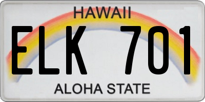 HI license plate ELK701