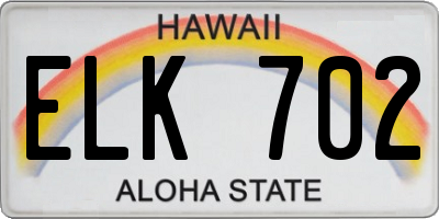 HI license plate ELK702
