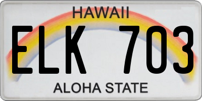 HI license plate ELK703