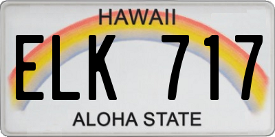 HI license plate ELK717
