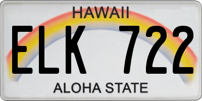 HI license plate ELK722