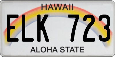 HI license plate ELK723