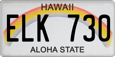 HI license plate ELK730