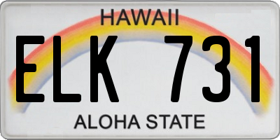 HI license plate ELK731