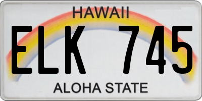 HI license plate ELK745
