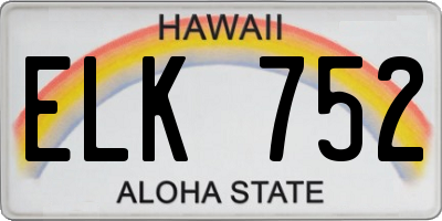 HI license plate ELK752