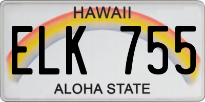 HI license plate ELK755