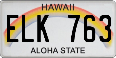 HI license plate ELK763