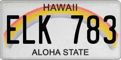 HI license plate ELK783