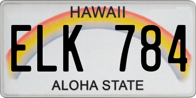 HI license plate ELK784