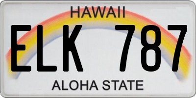 HI license plate ELK787