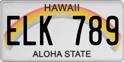 HI license plate ELK789