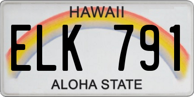 HI license plate ELK791