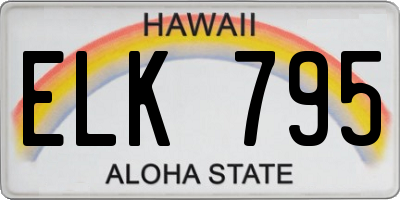 HI license plate ELK795