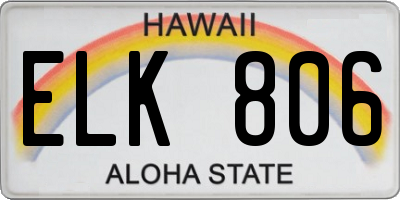 HI license plate ELK806