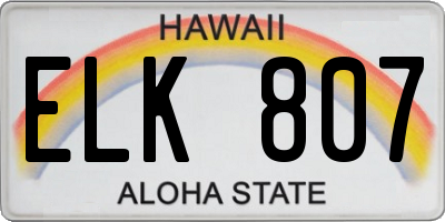 HI license plate ELK807