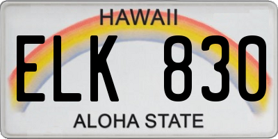 HI license plate ELK830