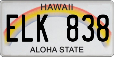 HI license plate ELK838