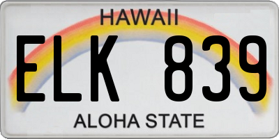 HI license plate ELK839