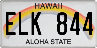 HI license plate ELK844