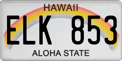 HI license plate ELK853