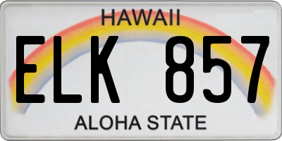 HI license plate ELK857