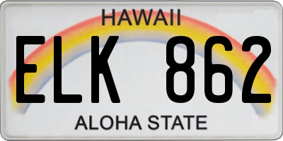 HI license plate ELK862