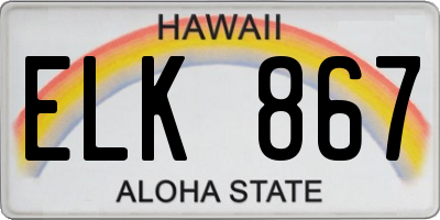 HI license plate ELK867