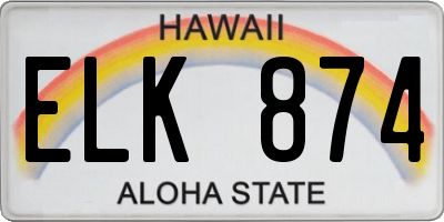HI license plate ELK874