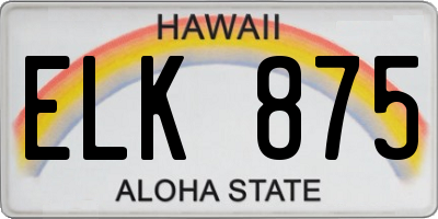 HI license plate ELK875