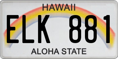 HI license plate ELK881