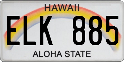 HI license plate ELK885