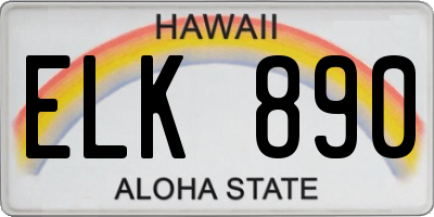 HI license plate ELK890