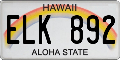HI license plate ELK892