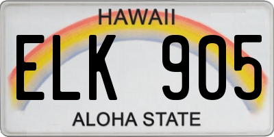 HI license plate ELK905