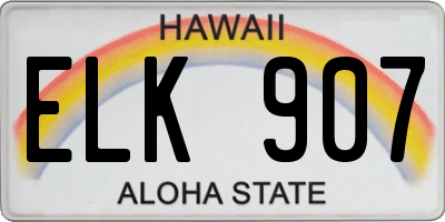 HI license plate ELK907