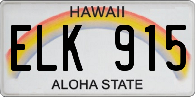 HI license plate ELK915