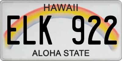 HI license plate ELK922